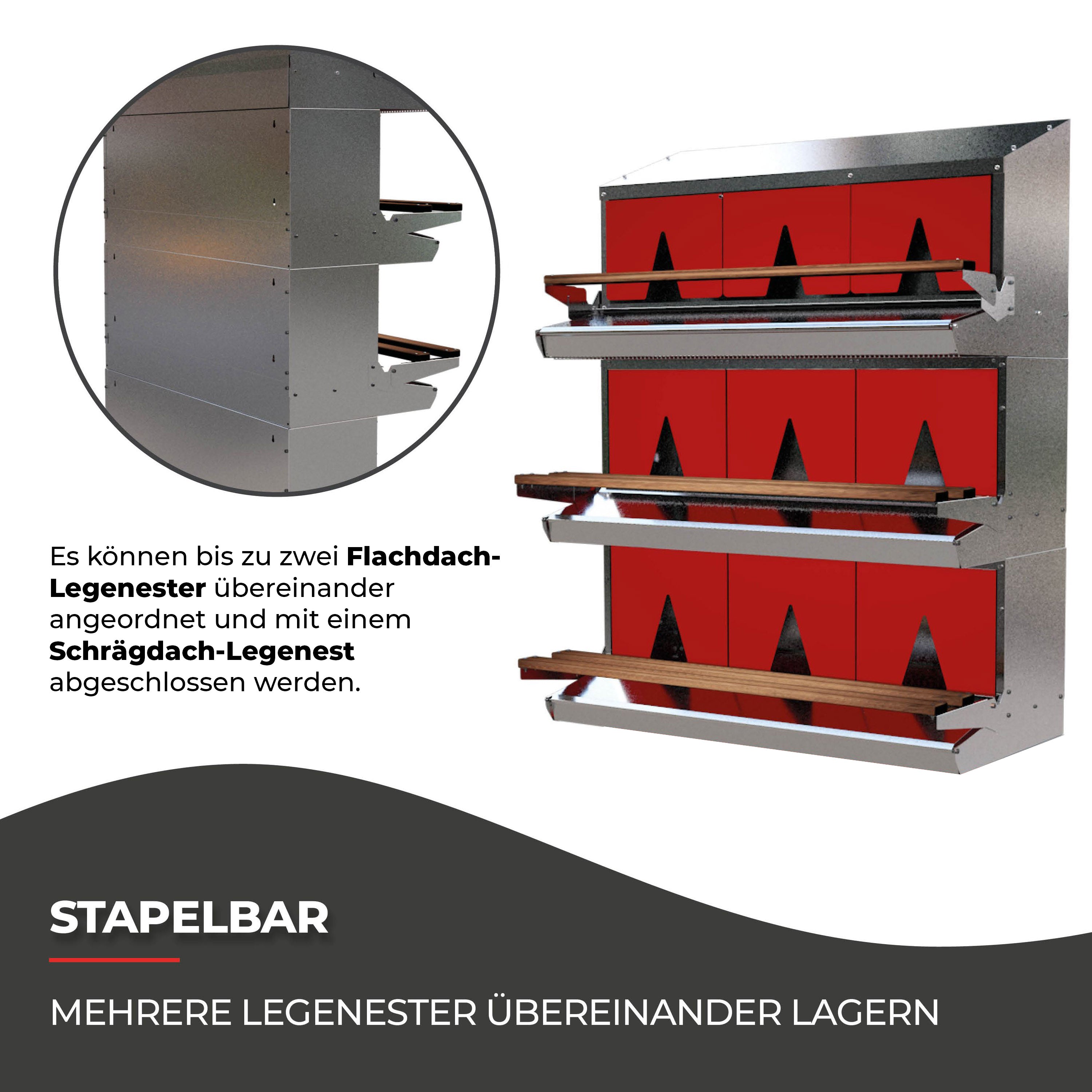 Stapelbares Legenest mit Flachdach für bis zu 25 Hühner