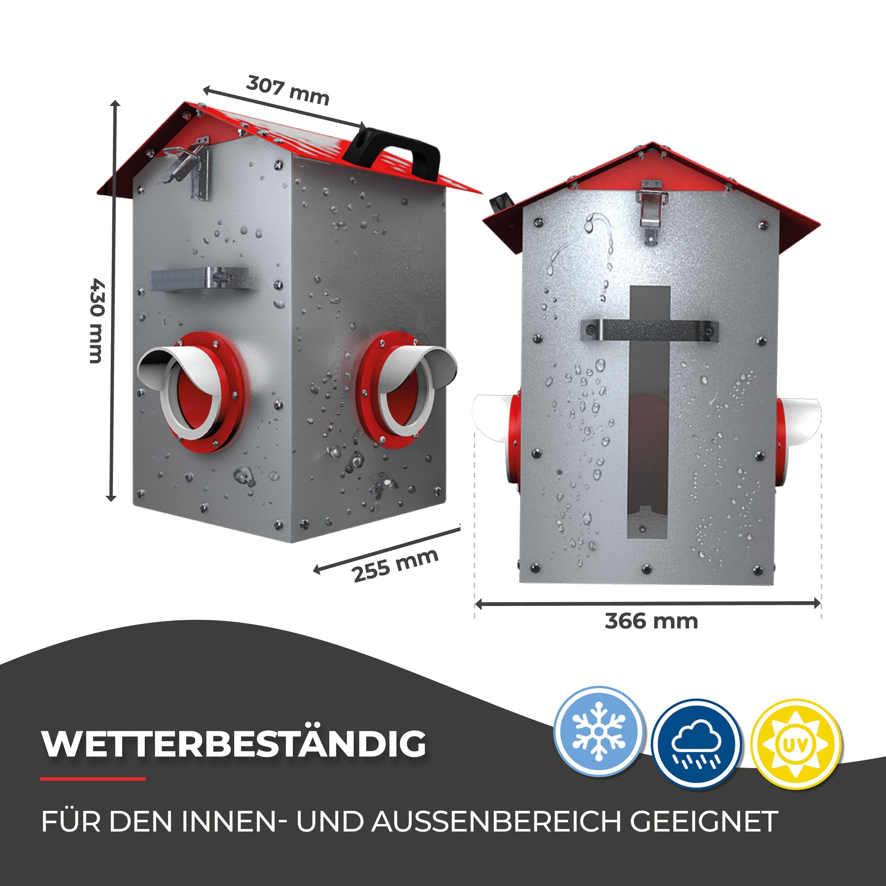 Hühnerbaron Futterautomat CLUCK-O-MATIC Abmessungen