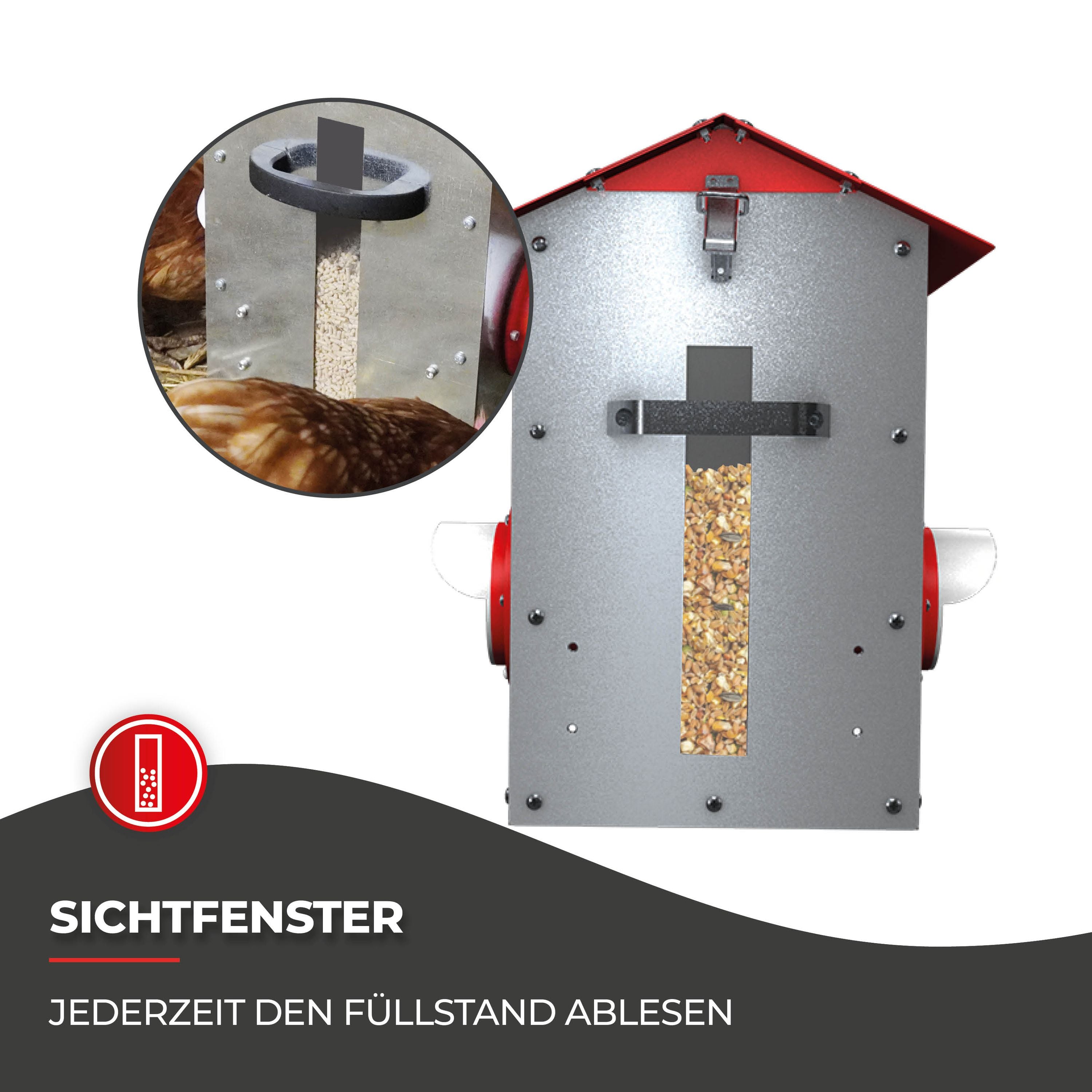 Hühnerbaron Futterautomat CLUCK-O-MATIC mit Sichtfenster