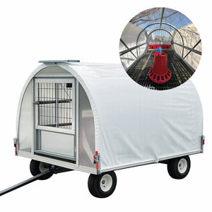 CHICKENTRAKTOR PIONIER - Mobiler Hühnerstall aus Aluminium ca. 1,5 x 2,4 m, mit Solartür, Skylight & Winterverkleidung, ca. 30 Hühner