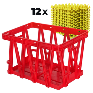 SET Eiertransportbox inkl. 16 Eierhorden (360 Eier), Halterung und Stapelung für Eieraufbewahrung